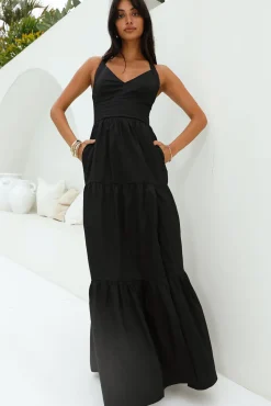 Cocktail Dresses|Vacation Dresses>Hello Molly Polished Beauty Maxi Dress Black