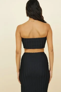 Cropped>Hello Molly Poolside Adventure Crop Top Black