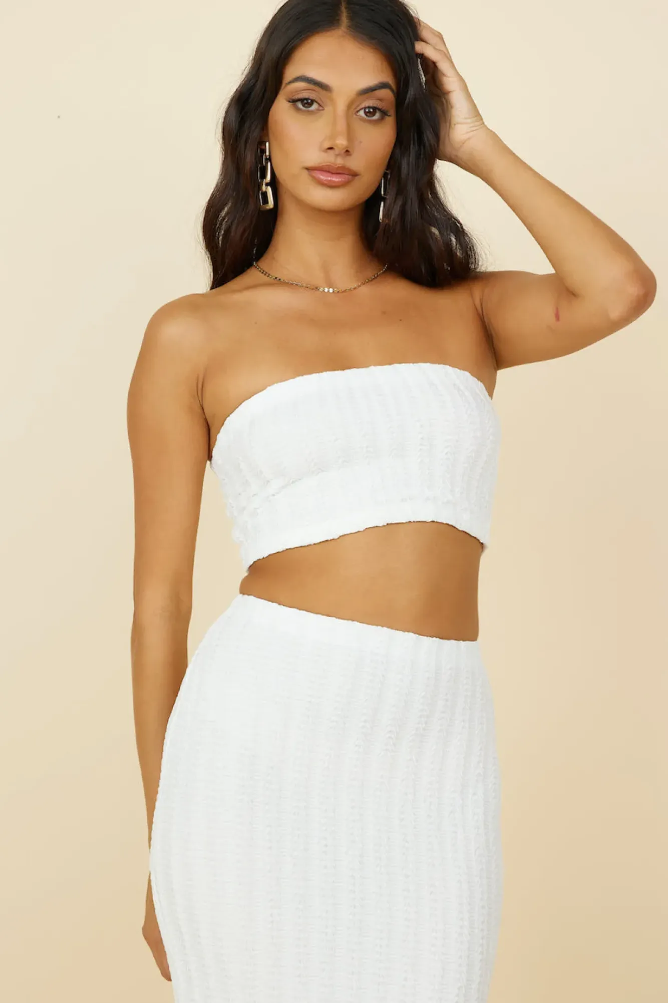Cropped>Hello Molly Poolside Adventure Crop Top White
