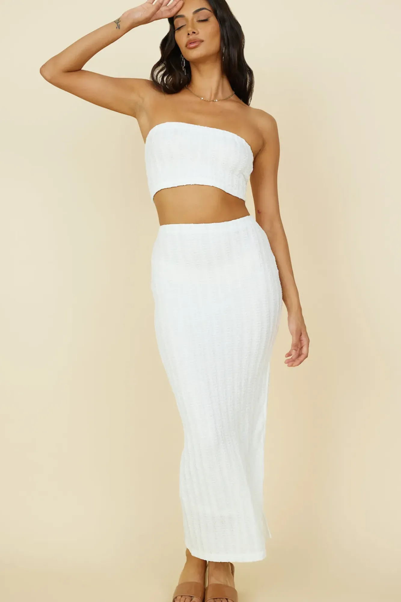 Cropped>Hello Molly Poolside Adventure Crop Top White