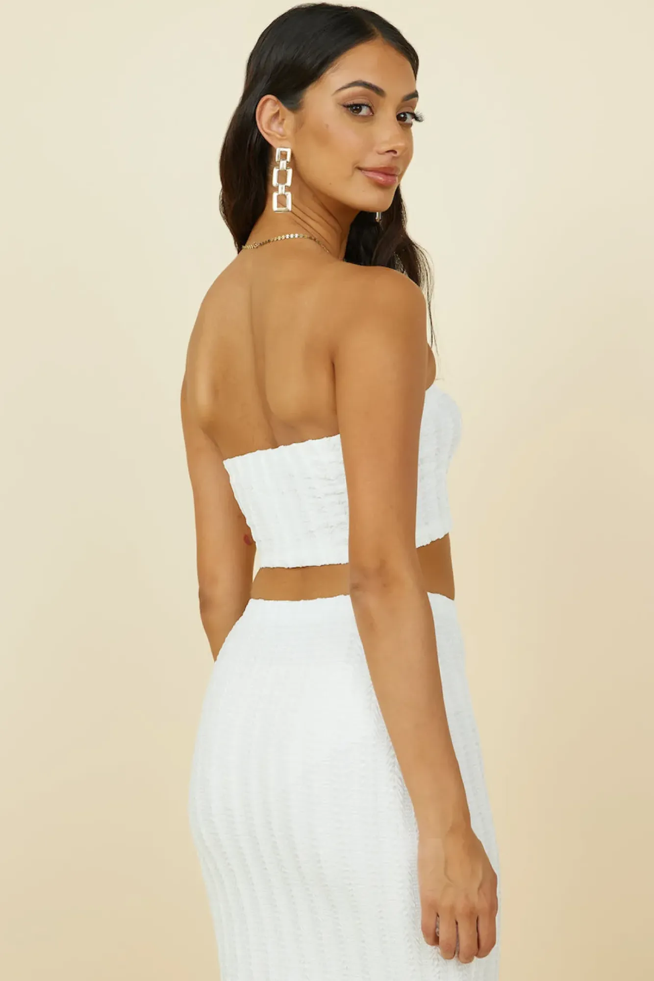 Cropped>Hello Molly Poolside Adventure Crop Top White