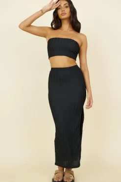 Skirts|Skirt And Top Sets>Hello Molly Poolside Adventure Maxi Skirt Black