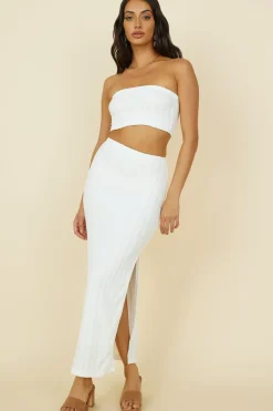 Skirts|Skirt And Top Sets>Hello Molly Poolside Adventure Maxi Skirt White