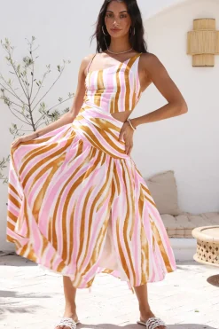 Cocktail Dresses|Casual Dresses>Hello Molly Poppy Seeds Maxi Dress Pink