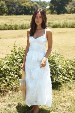 Brunch Dresses|Floral Dresses>Hello Molly Porcelain Princess Maxi Dress White