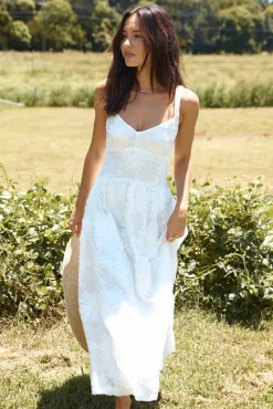Brunch Dresses|Floral Dresses>Hello Molly Porcelain Princess Maxi Dress White