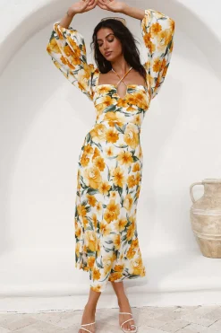 Vacation Dresses|Floral Dresses>Hello Molly Pottery Class Maxi Dress Yellow
