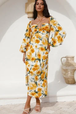 Vacation Dresses|Floral Dresses>Hello Molly Pottery Class Maxi Dress Yellow