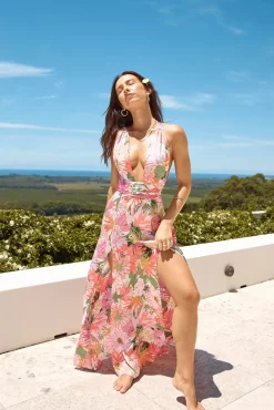 Vacation Dresses|Floral Dresses>Hello Molly Power Of Flowers Maxi Dress Pink