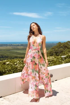 Vacation Dresses|Floral Dresses>Hello Molly Power Of Flowers Maxi Dress Pink