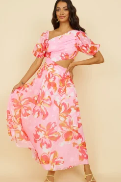Cocktail Dresses|Vacation Dresses>Hello Molly Pretty Lies Maxi Dress Pink