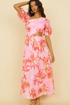 Cocktail Dresses|Vacation Dresses>Hello Molly Pretty Lies Maxi Dress Pink