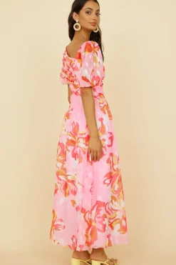Cocktail Dresses|Vacation Dresses>Hello Molly Pretty Lies Maxi Dress Pink