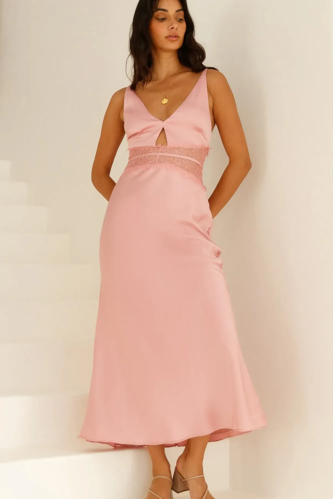 Formal Dresses|Cocktail Dresses>Hello Molly Priscilla Maxi Dress Pink