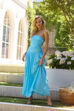Vacation Dresses|Brunch Dresses>Hello Molly Pure Clarity Maxi Dress Blue