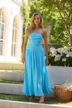 Vacation Dresses|Brunch Dresses>Hello Molly Pure Clarity Maxi Dress Blue