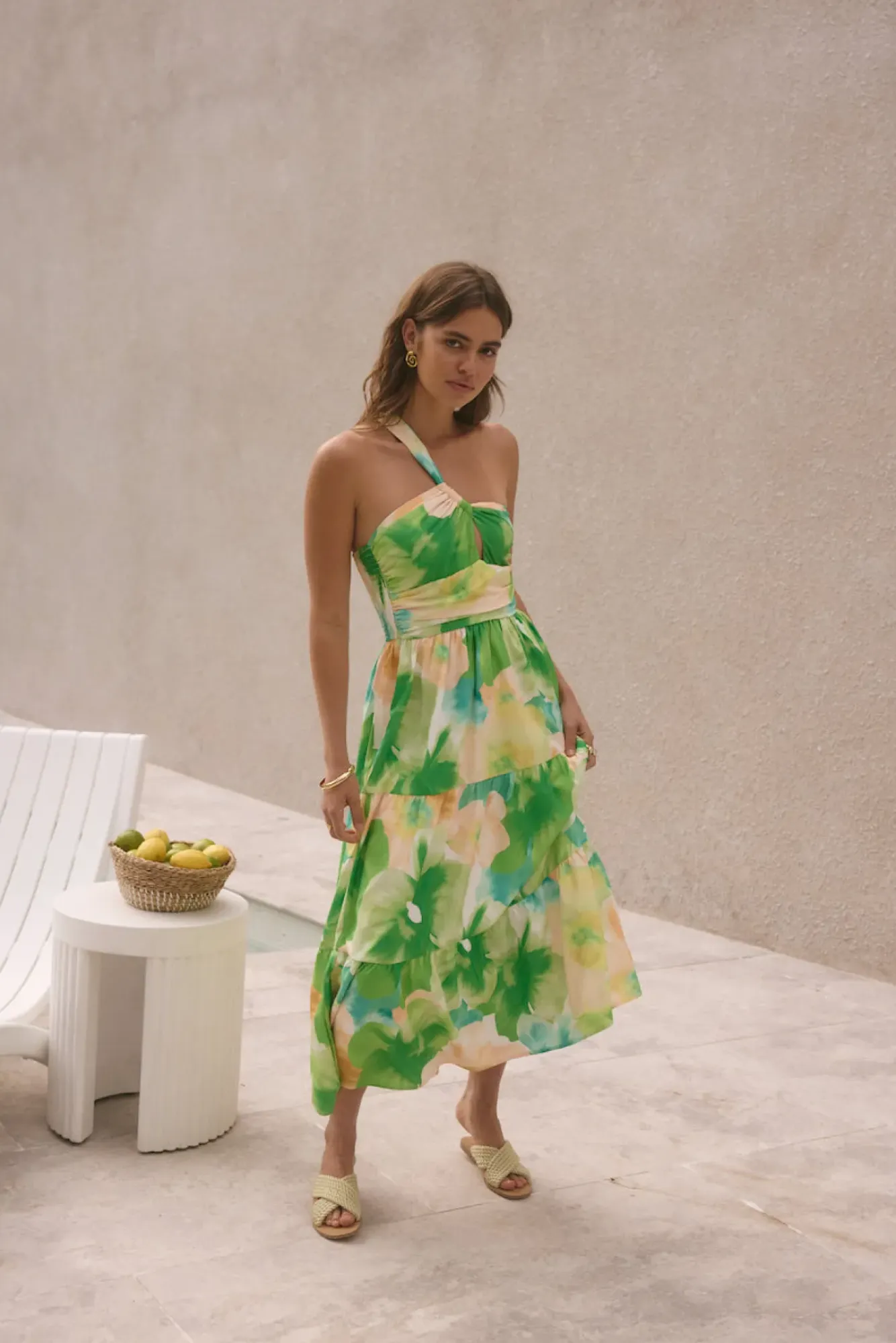Vacation Dresses|Summer Dresses>Hello Molly Pure Satisfaction One Shoulder Maxi Dress Green
