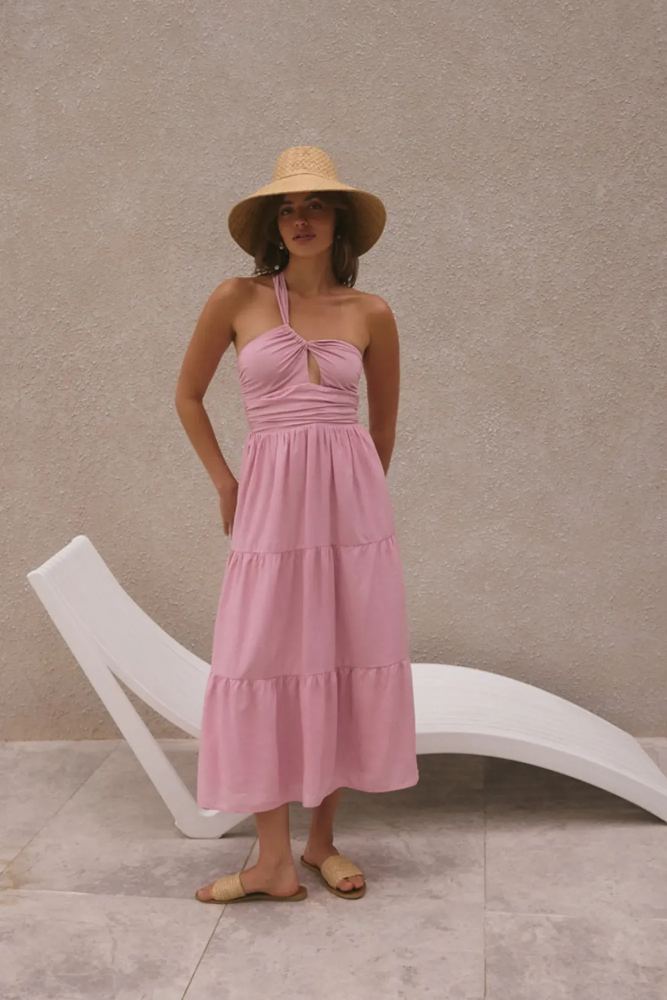 Vacation Dresses|Spring Break Dresses>Hello Molly Pure Satisfaction One Shoulder Maxi Dress Pink