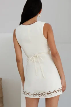 Vacation Dresses|Bump Friendly>Hello Molly Quiet Dreamer Mini Dress Cream