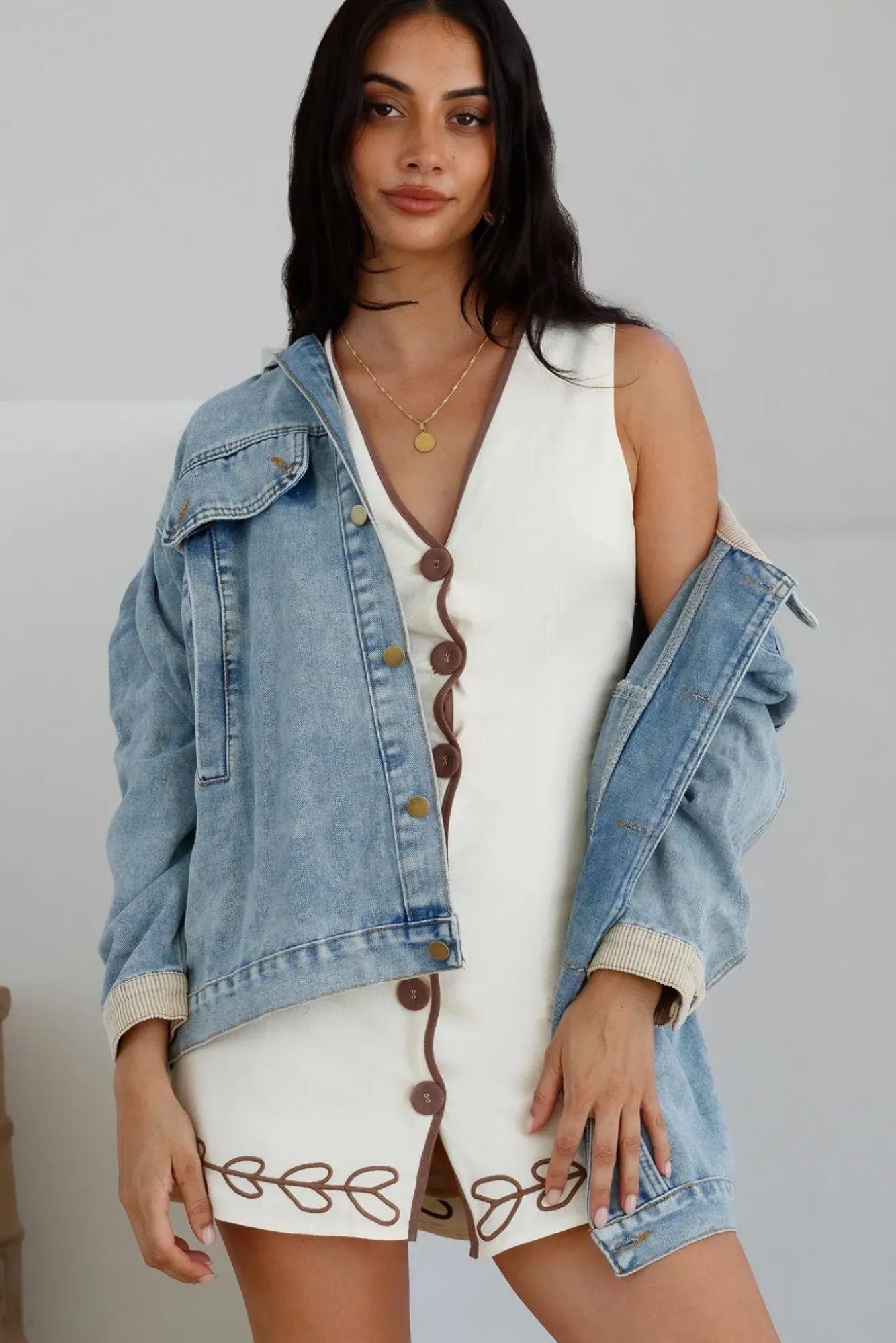 Vacation Dresses|Bump Friendly>Hello Molly Quiet Dreamer Mini Dress Cream