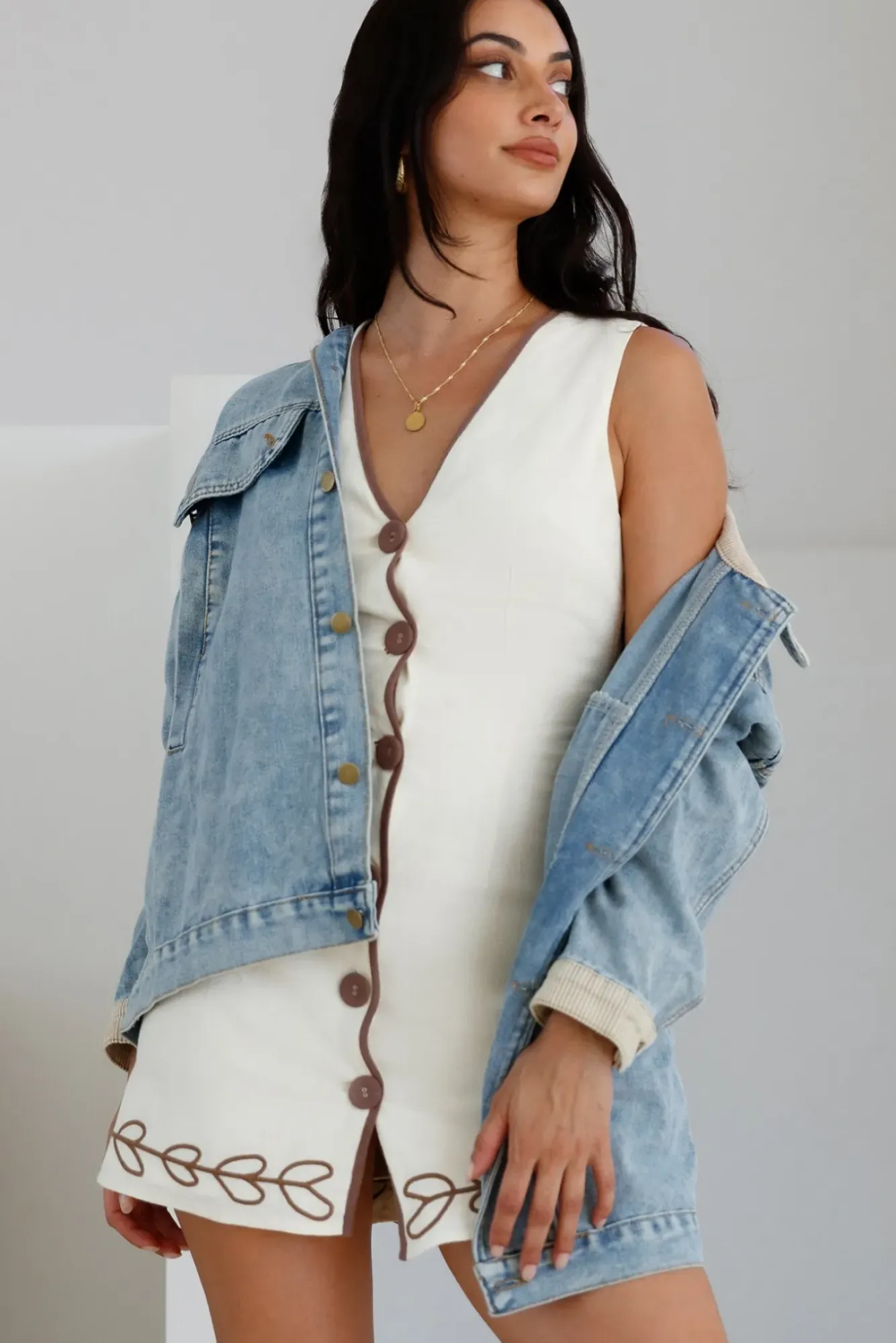 Vacation Dresses|Bump Friendly>Hello Molly Quiet Dreamer Mini Dress Cream