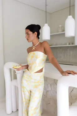 Two-Piece Pants Set>Hello Molly Radiant Romances Satin Set Yellow