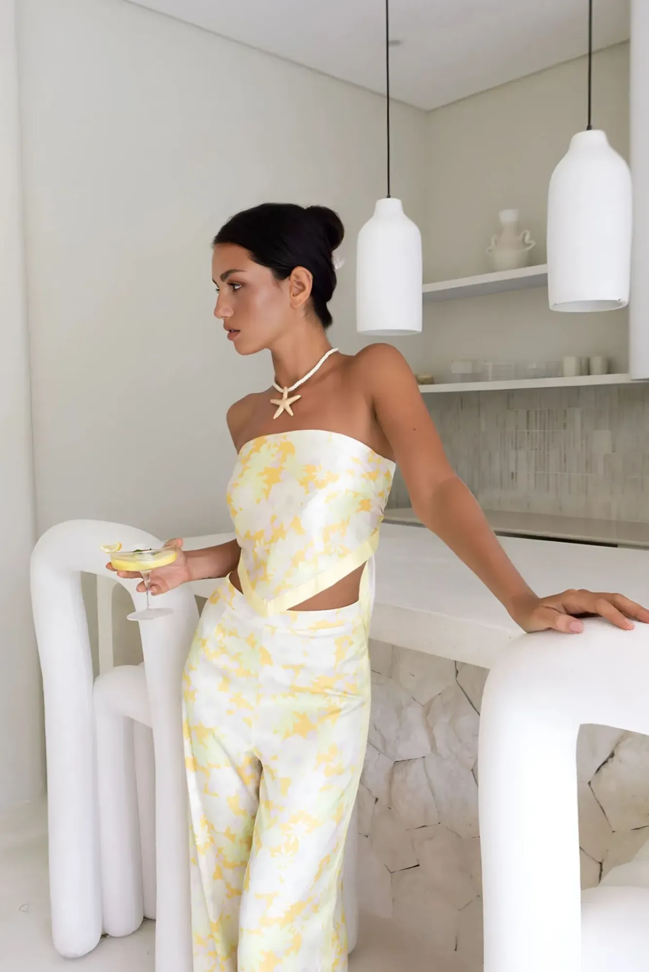 Two-Piece Pants Set>Hello Molly Radiant Romances Satin Set Yellow