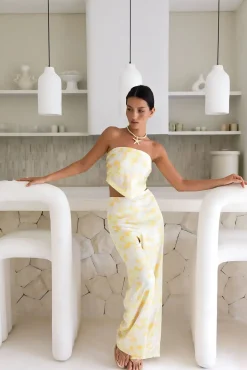 Two-Piece Pants Set>Hello Molly Radiant Romances Satin Set Yellow