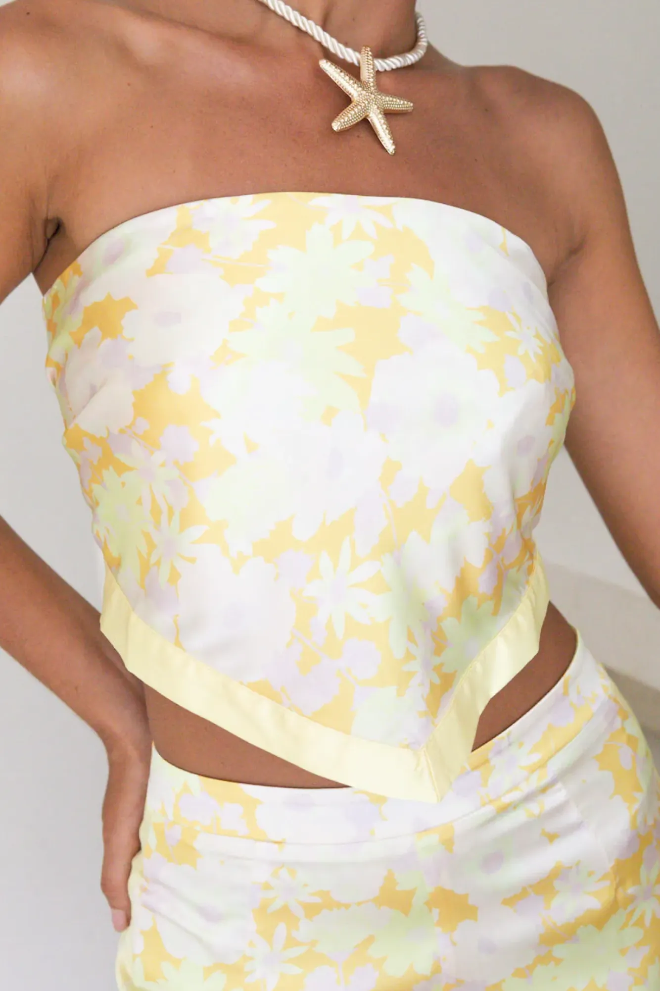 Two-Piece Pants Set>Hello Molly Radiant Romances Satin Set Yellow