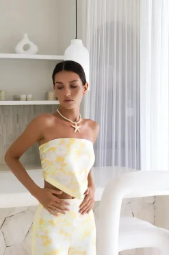 Two-Piece Pants Set>Hello Molly Radiant Romances Satin Set Yellow