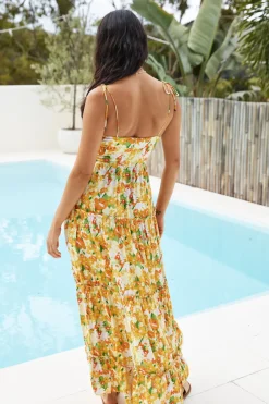 Vacation Dresses|Spring Break Dresses>Hello Molly Raspberry Lemonade Maxi Dress Orange