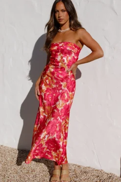 Vacation Dresses|Spring Break Dresses>Hello Molly Raspberry Summers Maxi Dress Floral
