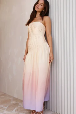 Vacation Dresses|Brunch Dresses>Hello Molly Ready For It Strapless Maxi Dress Yellow