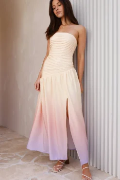 Vacation Dresses|Brunch Dresses>Hello Molly Ready For It Strapless Maxi Dress Yellow