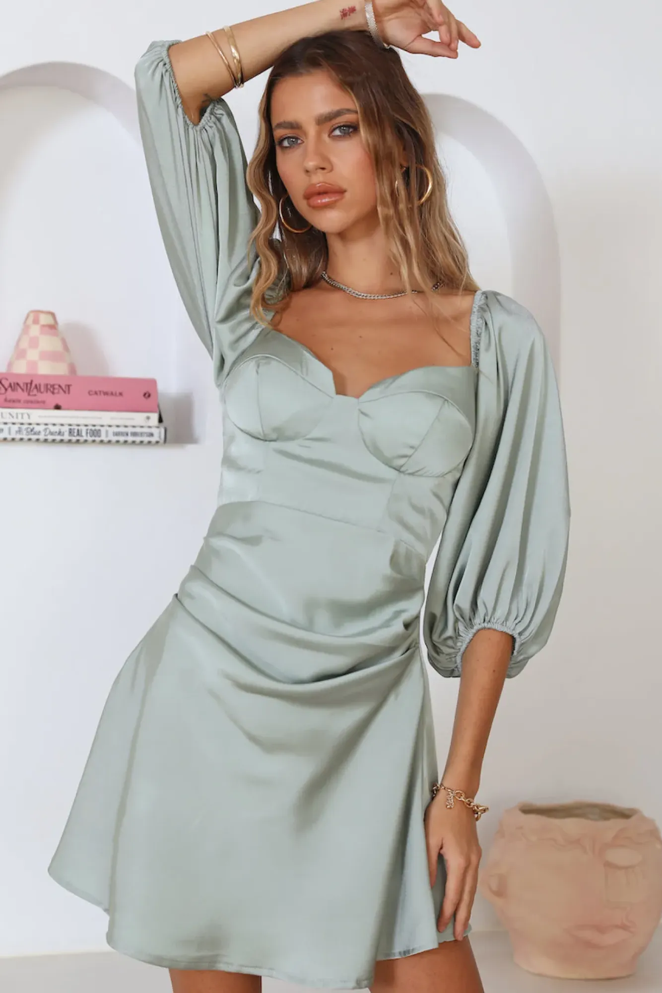 Cocktail Dresses|Date Night Dresses>Hello Molly Ready For Love Dress Sage