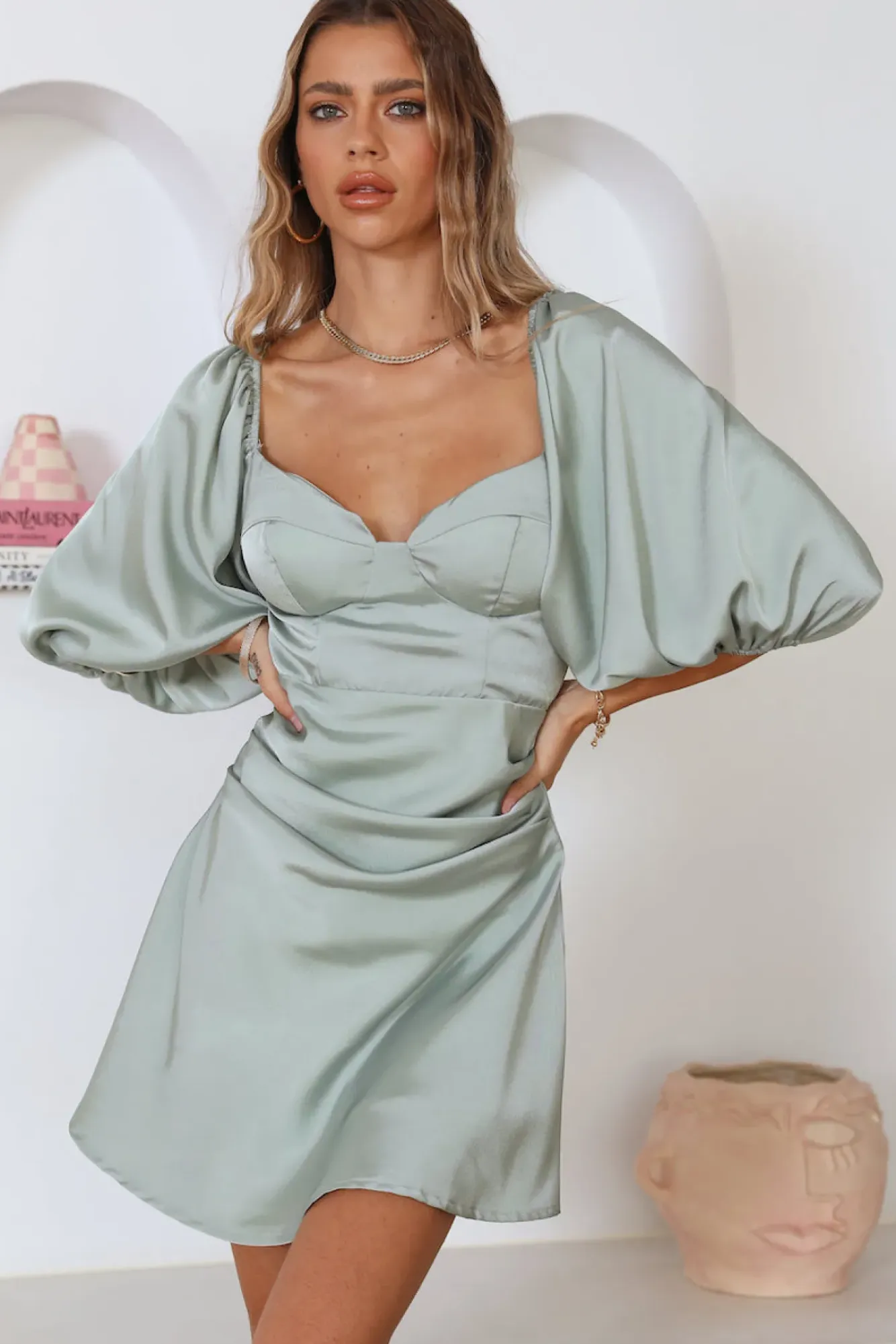 Cocktail Dresses|Date Night Dresses>Hello Molly Ready For Love Dress Sage