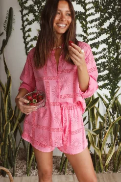 Two-Piece Shorts Set>Hello Molly Red Sea Set Pink