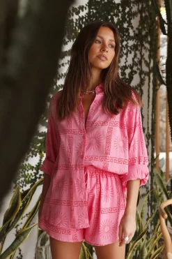 Two-Piece Shorts Set>Hello Molly Red Sea Set Pink
