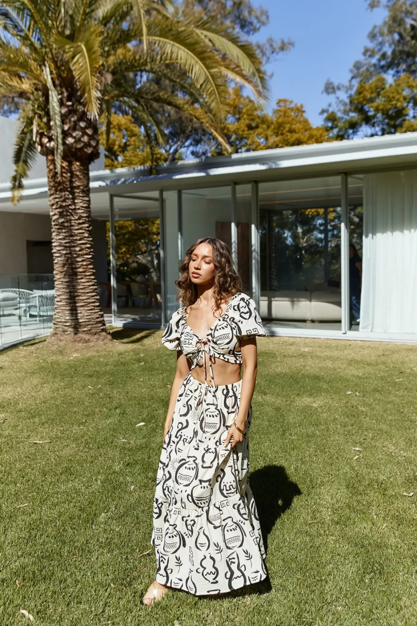 Cropped|Skirt And Top Sets>Hello Molly Reimagined Set Beige
