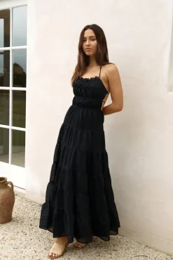 Cocktail Dresses|Brunch Dresses>Hello Molly Renaissance Art Maxi Dress Black