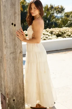 Cocktail Dresses|Backless Dresses>Hello Molly Renaissance Art Maxi Dress Cream