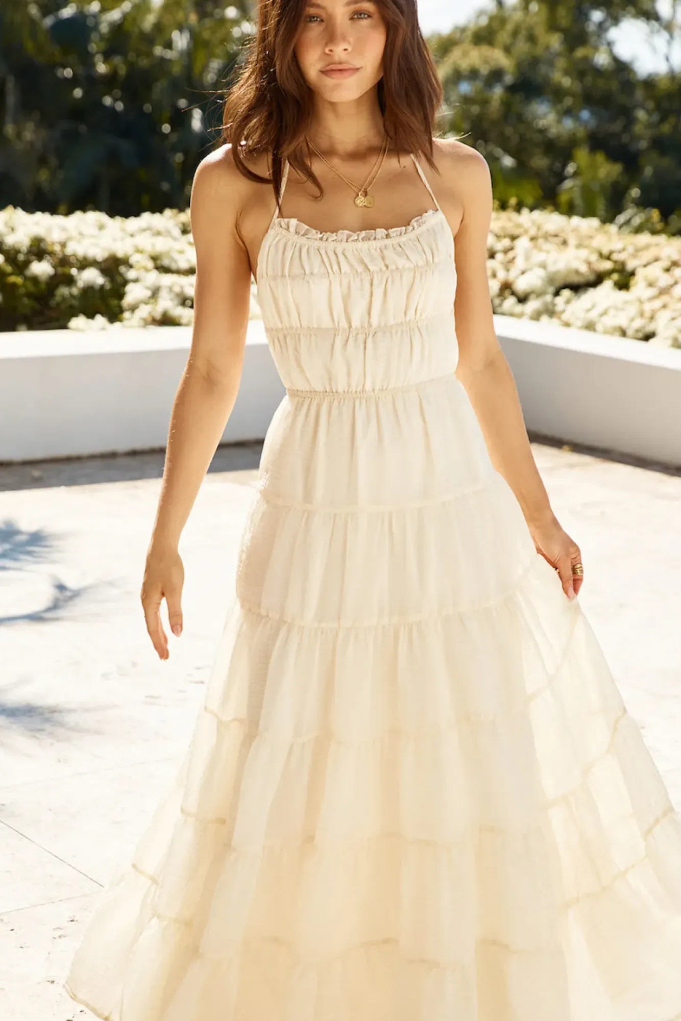 Cocktail Dresses|Backless Dresses>Hello Molly Renaissance Art Maxi Dress Cream