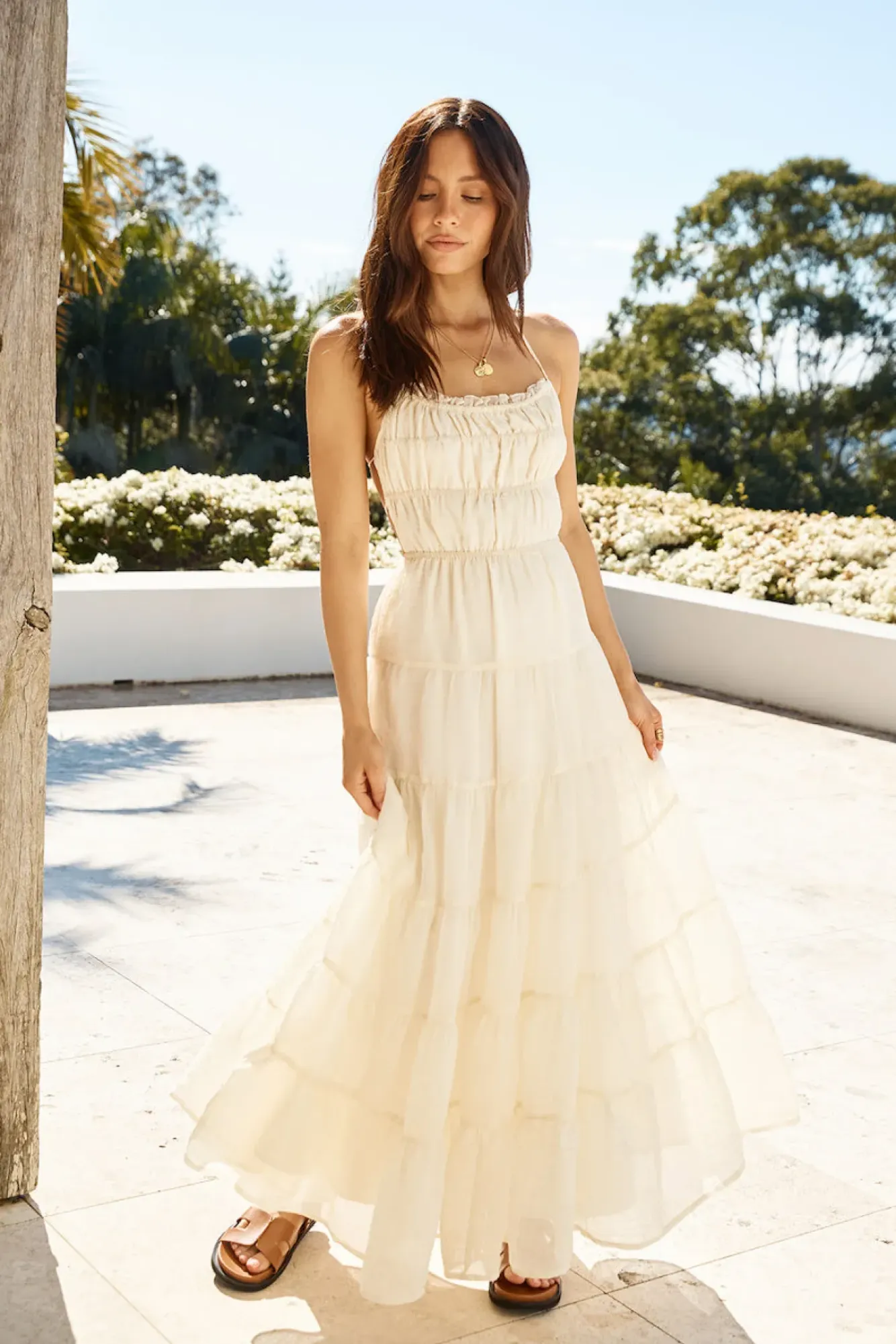 Cocktail Dresses|Backless Dresses>Hello Molly Renaissance Art Maxi Dress Cream