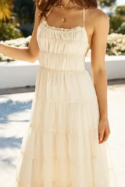 Cocktail Dresses|Backless Dresses>Hello Molly Renaissance Art Maxi Dress Cream