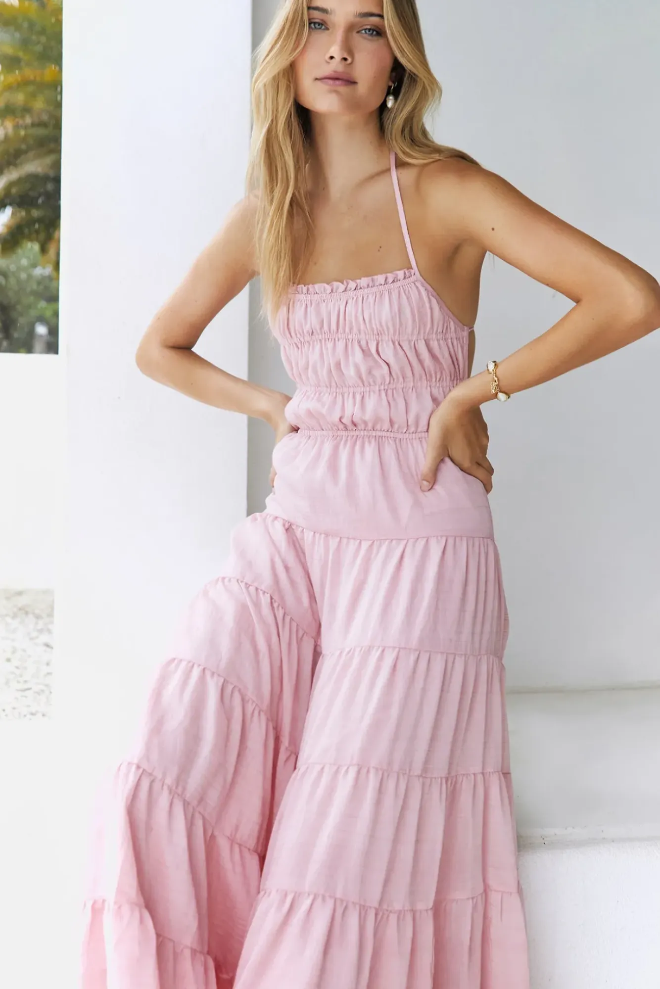 Wedding Guest Dresses|Vacation Dresses>Hello Molly Renaissance Art Maxi Dress Pink