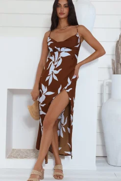 Vacation Dresses|Floral Dresses>Hello Molly Replay This Look Maxi Dress Brown