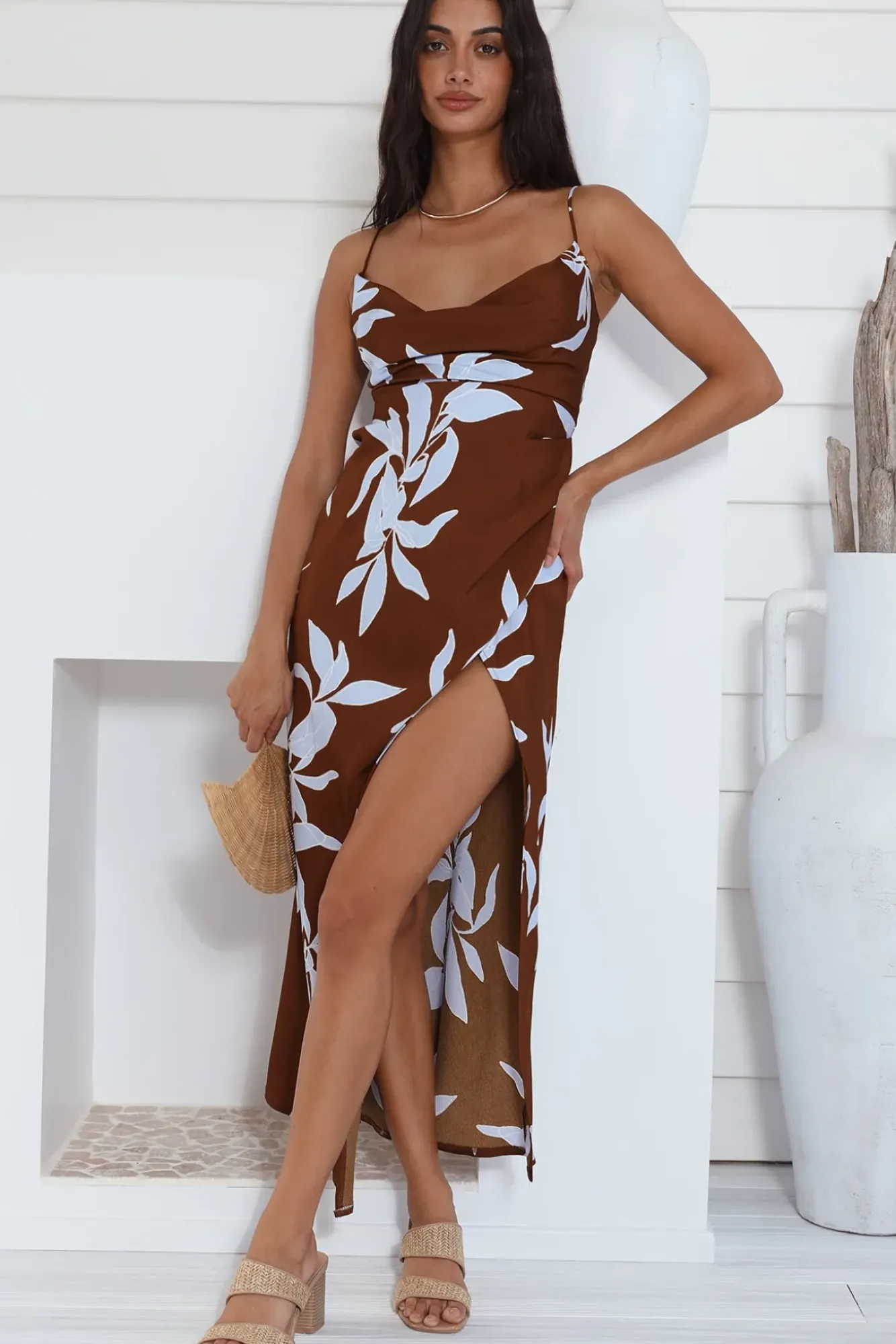 Vacation Dresses|Floral Dresses>Hello Molly Replay This Look Maxi Dress Brown