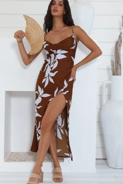 Vacation Dresses|Floral Dresses>Hello Molly Replay This Look Maxi Dress Brown
