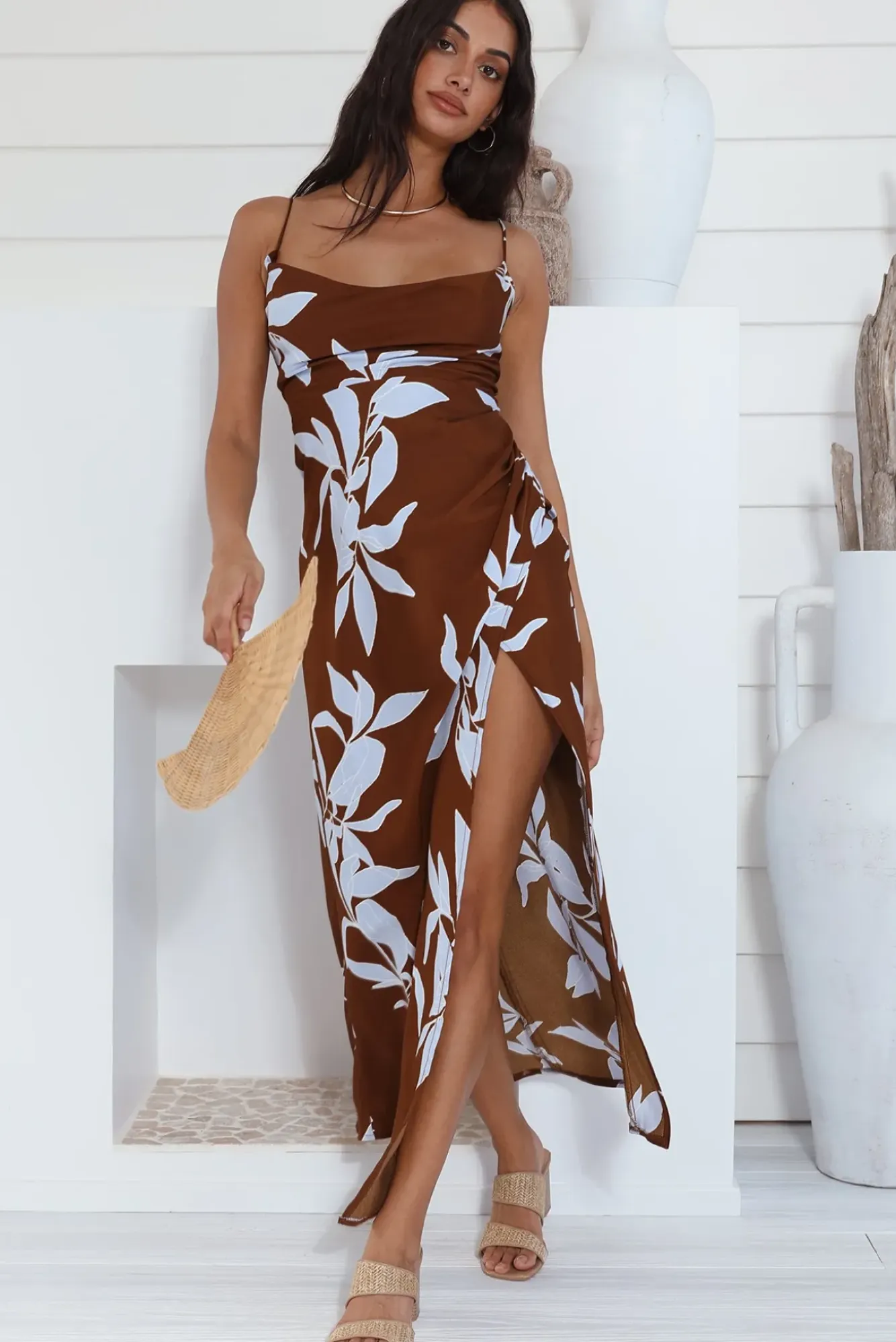 Vacation Dresses|Floral Dresses>Hello Molly Replay This Look Maxi Dress Brown