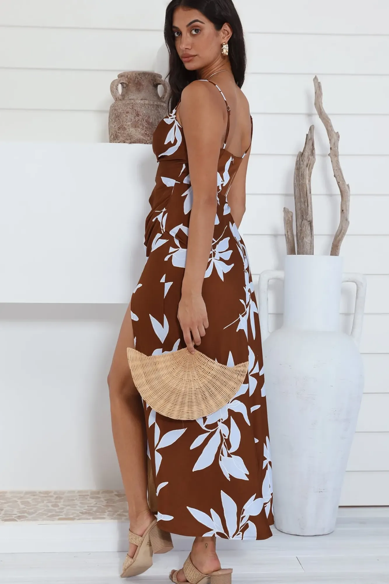 Vacation Dresses|Floral Dresses>Hello Molly Replay This Look Maxi Dress Brown